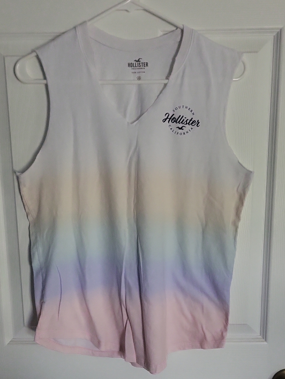 Hollister White to Pastel Ombre V-Neck Tank